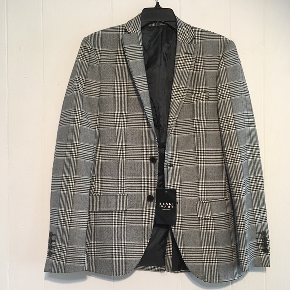 NWT, boohoo Man plaid blazer size 34 - Picture 1 of 15